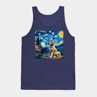 Starry Akita Dog Portrait - Pet Portrait Tank Top